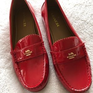 Coach red shiny loafers